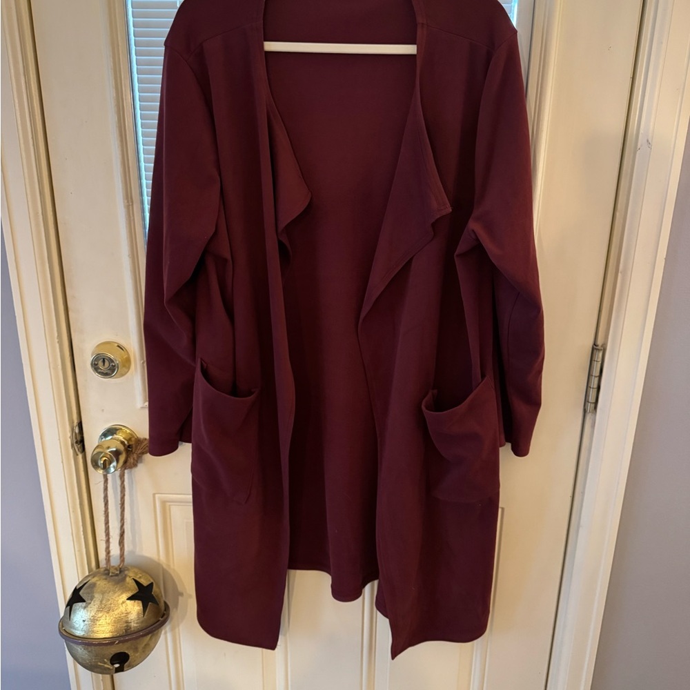 Burgundy Open Front Cardigan